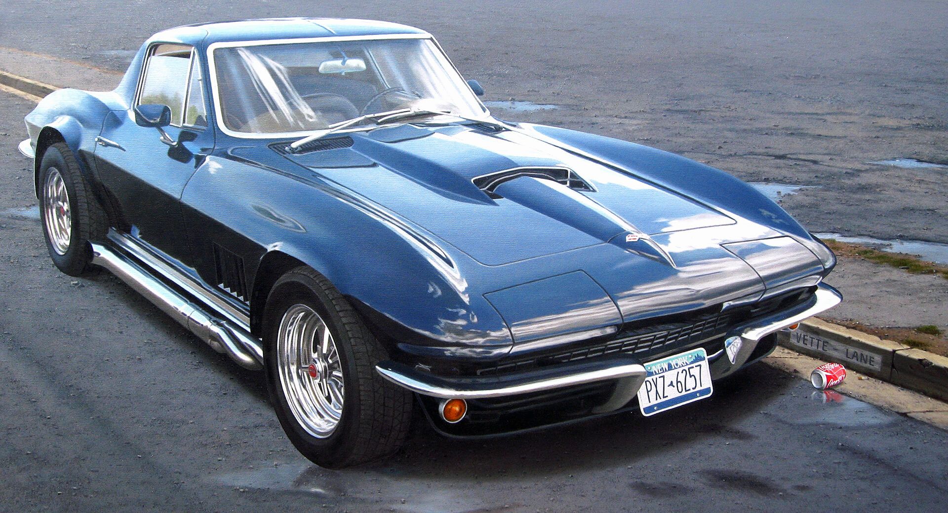 Photorealistic painting of a corvette