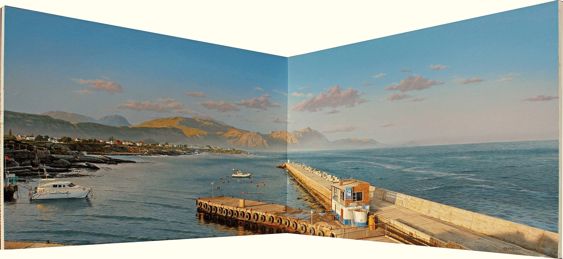 Photorealistic painting of Hermanus Harbor