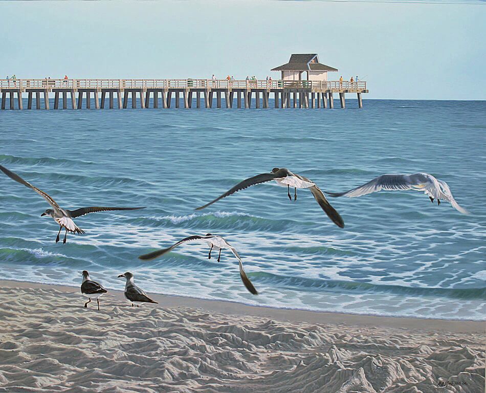 Photorealistic painting of Naples Pier