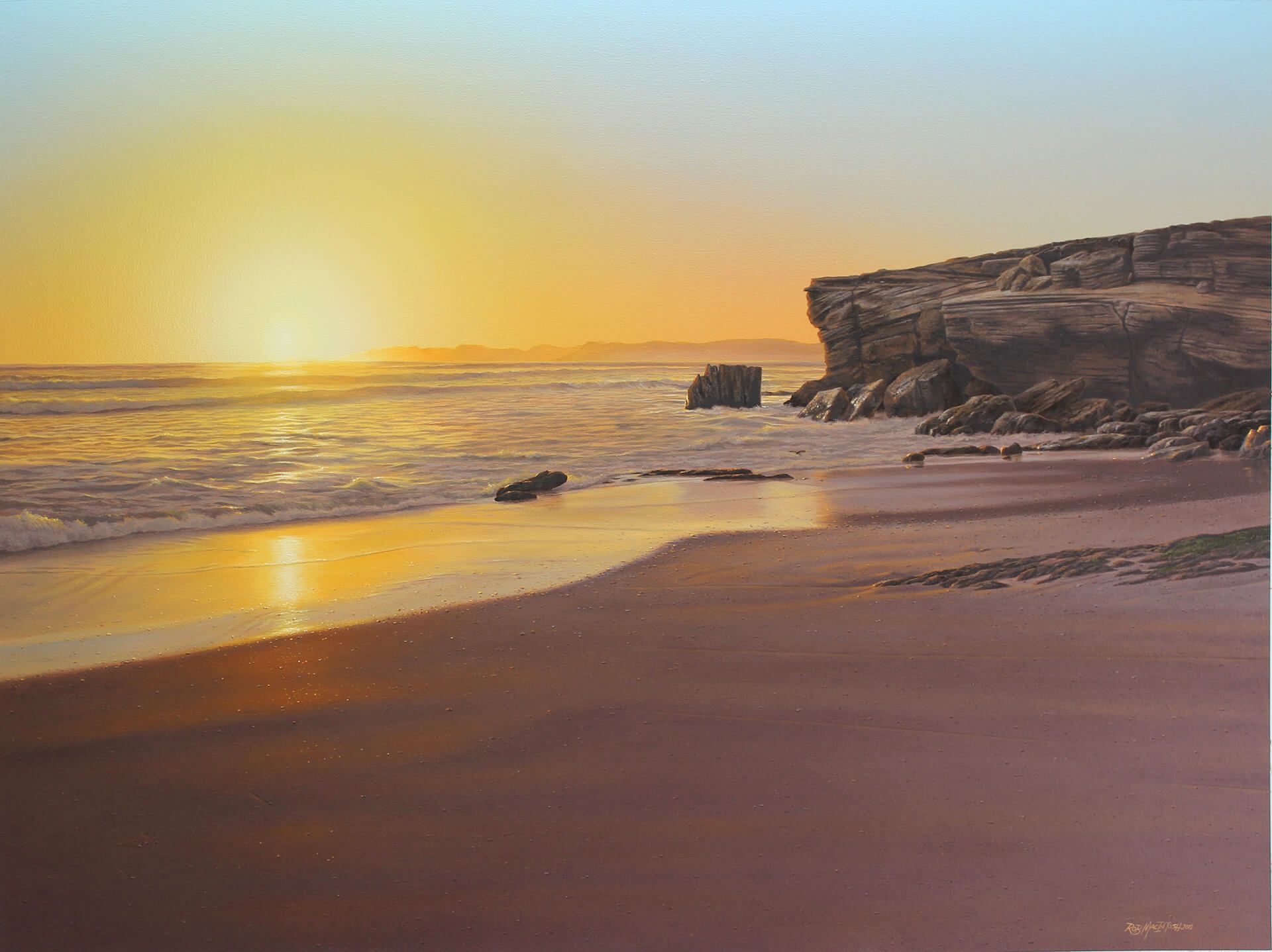 Photorealistic painting of a sunset in Die Plaat