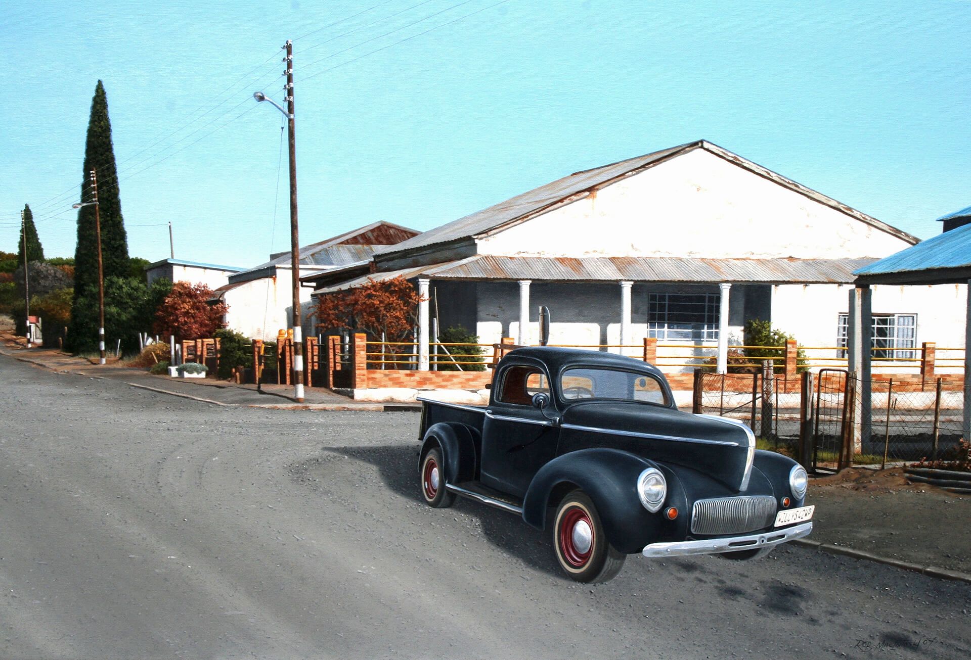 Photorealistic painting of an old Karoo