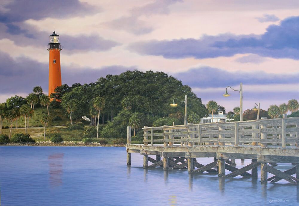 Photorealistic painting of Jupitor Lighthouse