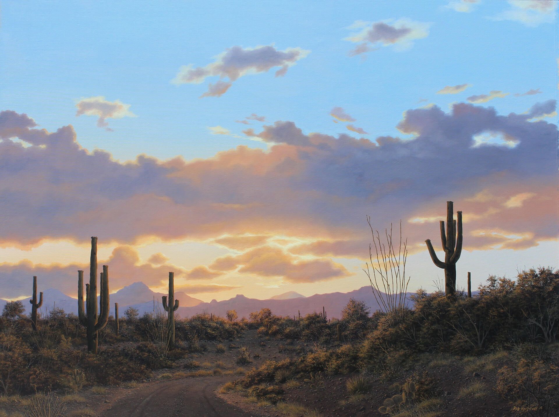 Photorealistic painting of Saguaro National Park